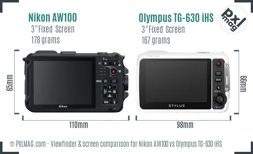 Nikon AW100 vs Olympus TG-630 iHS Screen and Viewfinder comparison Nikon AW100 vs Olympus TG-630 iHS Screen and Viewfinder comparison