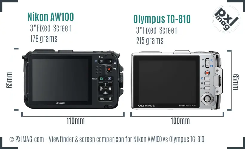 Nikon AW100 vs Olympus TG-810 Screen and Viewfinder comparison Nikon AW100 vs Olympus TG-810 Screen and Viewfinder comparison