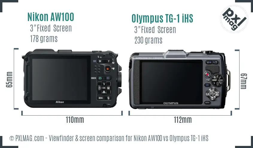 Nikon AW100 vs Olympus TG-1 iHS Screen and Viewfinder comparison