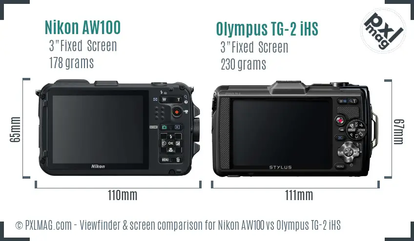 Nikon AW100 vs Olympus TG-2 iHS Screen and Viewfinder comparison Nikon AW100 vs Olympus TG-2 iHS Screen and Viewfinder comparison