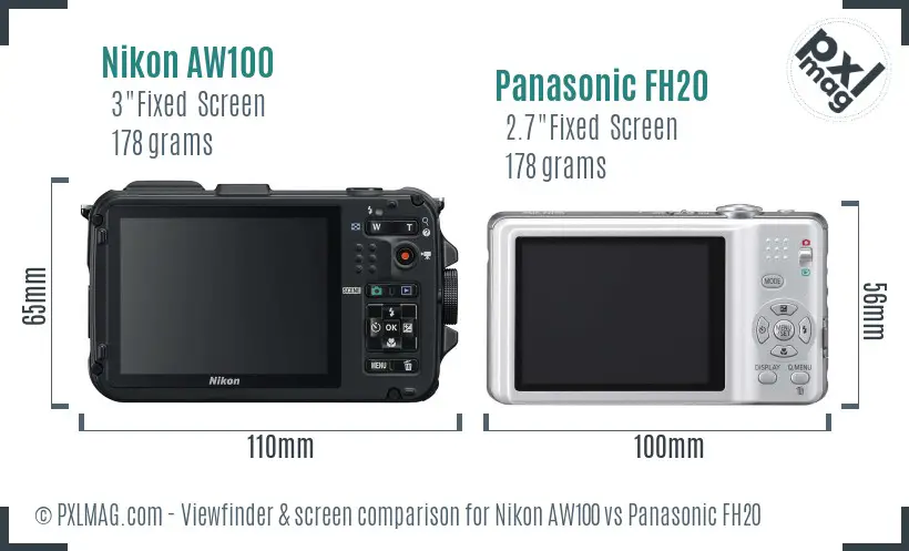 Nikon AW100 vs Panasonic FH20 Screen and Viewfinder comparison