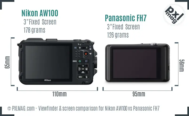 Nikon AW100 vs Panasonic FH7 Screen and Viewfinder comparison