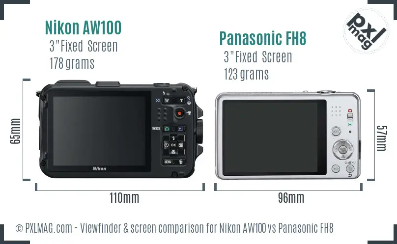 Nikon AW100 vs Panasonic FH8 Screen and Viewfinder comparison Nikon AW100 vs Panasonic FH8 Screen and Viewfinder comparison