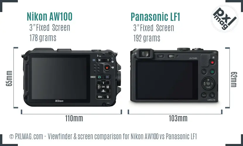 Nikon AW100 vs Panasonic LF1 Screen and Viewfinder comparison Nikon AW100 vs Panasonic LF1 Screen and Viewfinder comparison