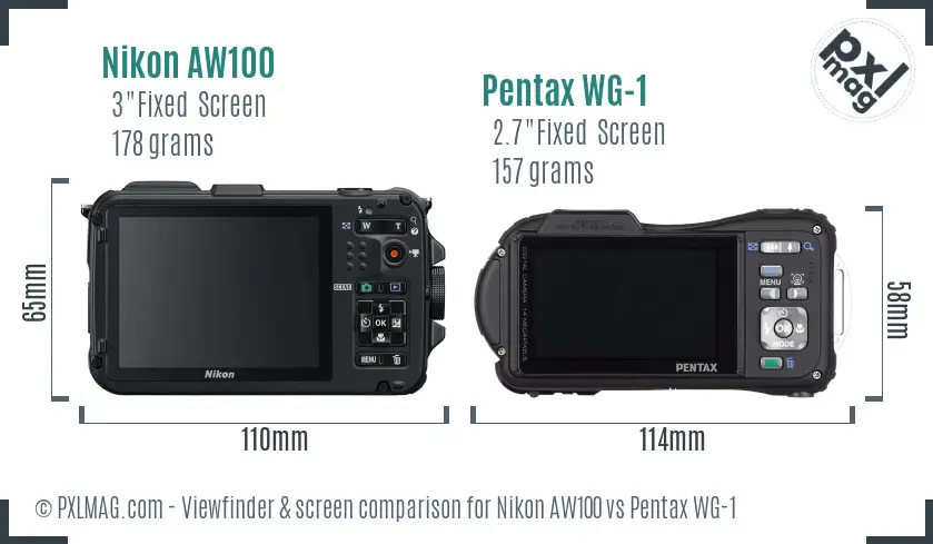 Nikon AW100 vs Pentax WG-1 Screen and Viewfinder comparison