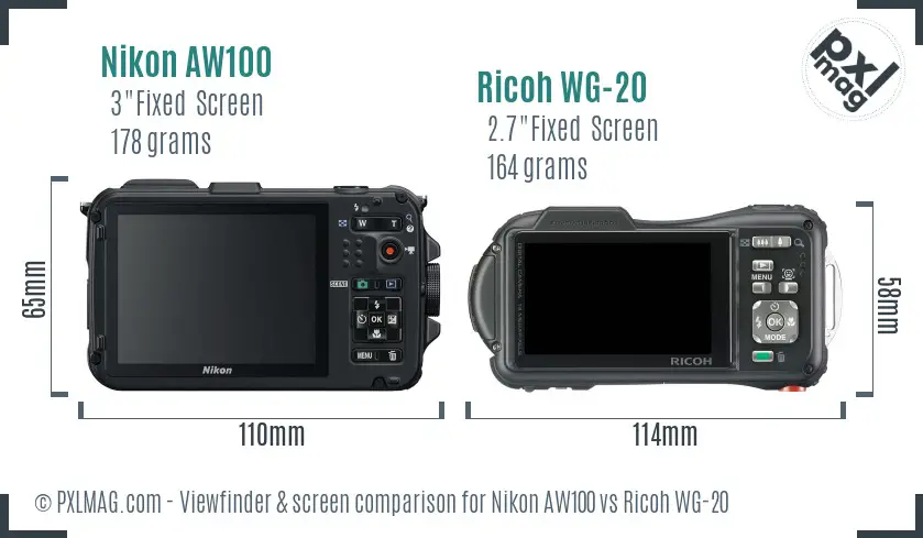 Nikon AW100 vs Ricoh WG-20 Screen and Viewfinder comparison Nikon AW100 vs Ricoh WG-20 Screen and Viewfinder comparison