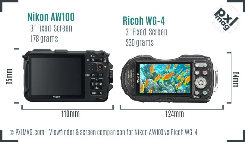 Nikon AW100 vs Ricoh WG-4 Screen and Viewfinder comparison
