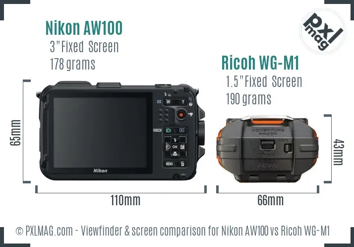 Nikon AW100 vs Ricoh WG-M1 Screen and Viewfinder comparison