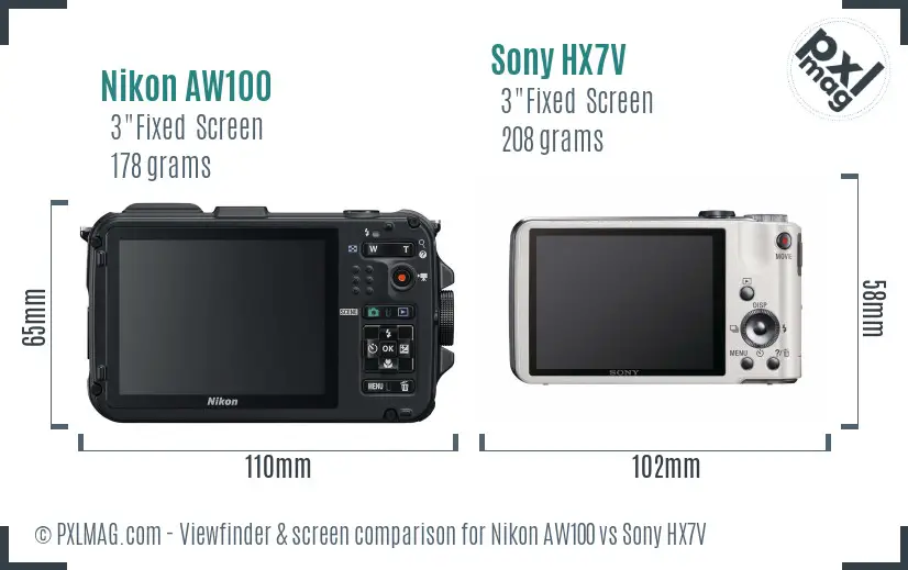 Nikon AW100 vs Sony HX7V Screen and Viewfinder comparison Nikon AW100 vs Sony HX7V Screen and Viewfinder comparison