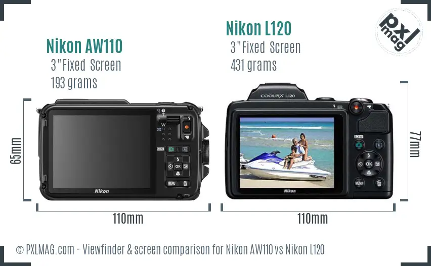 Nikon AW110 vs Nikon L120 Screen and Viewfinder comparison Nikon AW110 vs Nikon L120 Screen and Viewfinder comparison