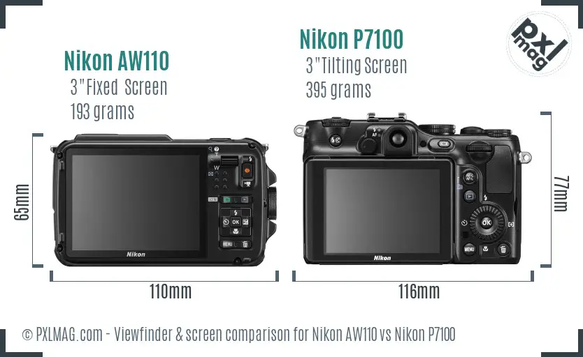 Nikon AW110 vs Nikon P7100 Screen and Viewfinder comparison Nikon AW110 vs Nikon P7100 Screen and Viewfinder comparison