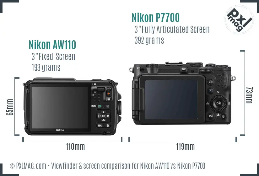 Nikon AW110 vs Nikon P7700 Screen and Viewfinder comparison Nikon AW110 vs Nikon P7700 Screen and Viewfinder comparison