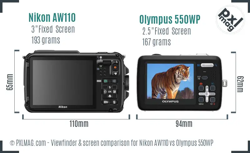 Nikon AW110 vs Olympus 550WP Screen and Viewfinder comparison Nikon AW110 vs Olympus 550WP Screen and Viewfinder comparison