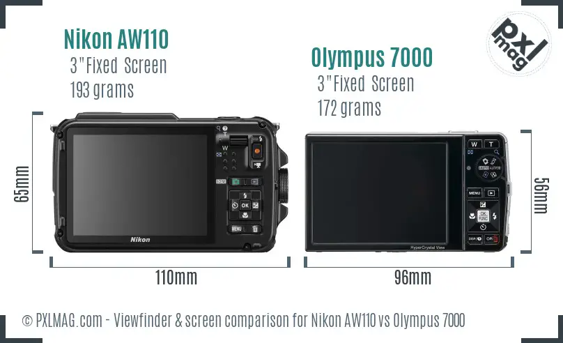Nikon AW110 vs Olympus 7000 Screen and Viewfinder comparison Nikon AW110 vs Olympus 7000 Screen and Viewfinder comparison