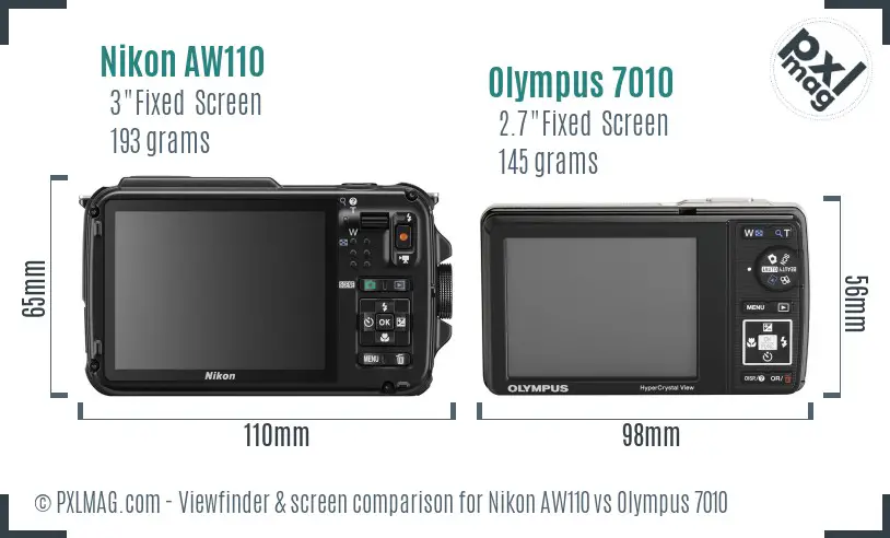Nikon AW110 vs Olympus 7010 Screen and Viewfinder comparison
