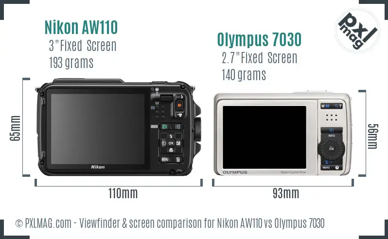 Nikon AW110 vs Olympus 7030 Screen and Viewfinder comparison