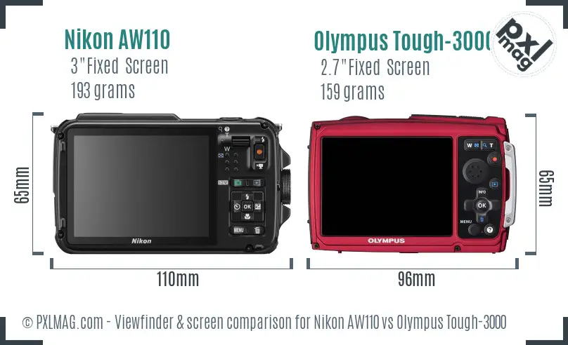 Nikon AW110 vs Olympus Tough-3000 Screen and Viewfinder comparison Nikon AW110 vs Olympus Tough-3000 Screen and Viewfinder comparison