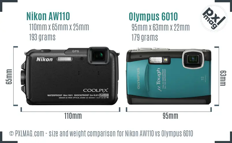 Nikon AW110 vs Olympus 6010 size comparison