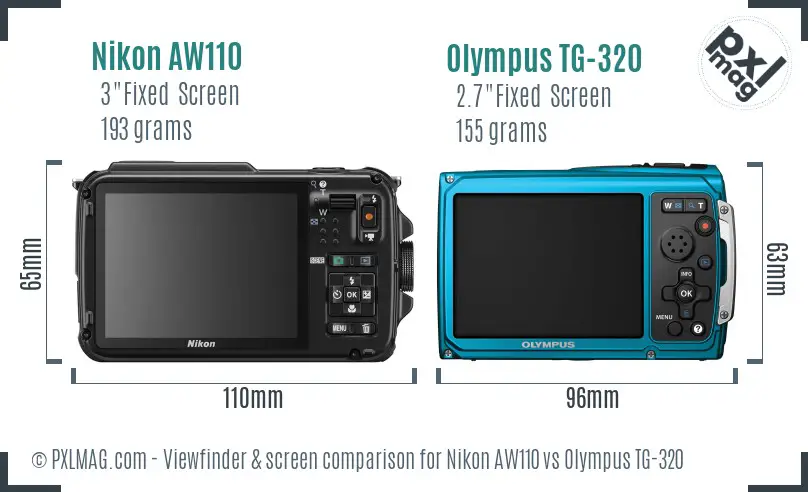 Nikon AW110 vs Olympus TG-320 Screen and Viewfinder comparison