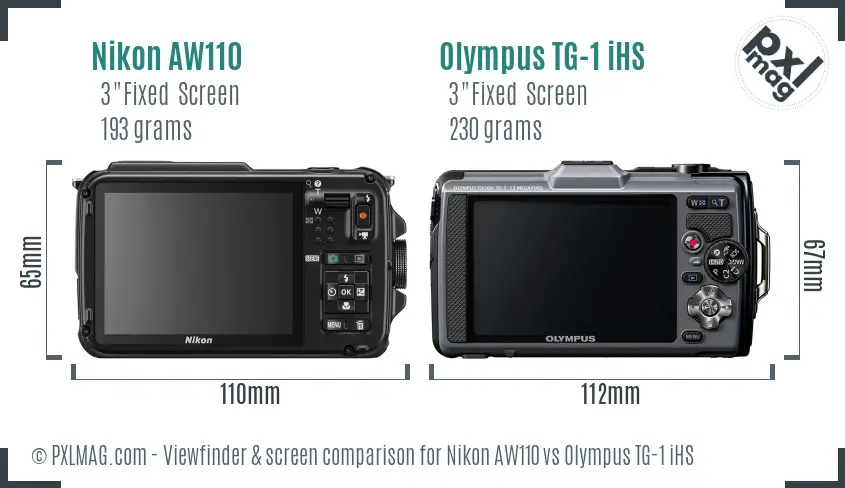 Nikon AW110 vs Olympus TG-1 iHS Screen and Viewfinder comparison