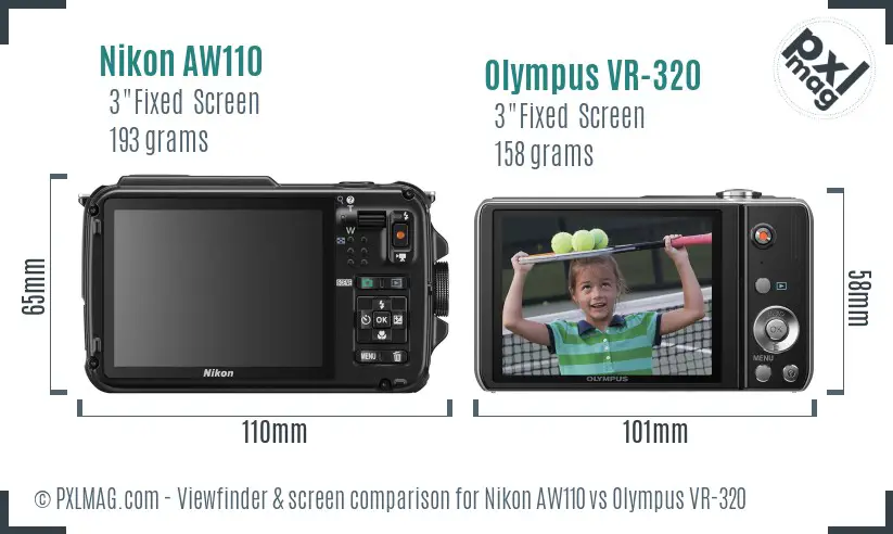 Nikon AW110 vs Olympus VR-320 Screen and Viewfinder comparison Nikon AW110 vs Olympus VR-320 Screen and Viewfinder comparison