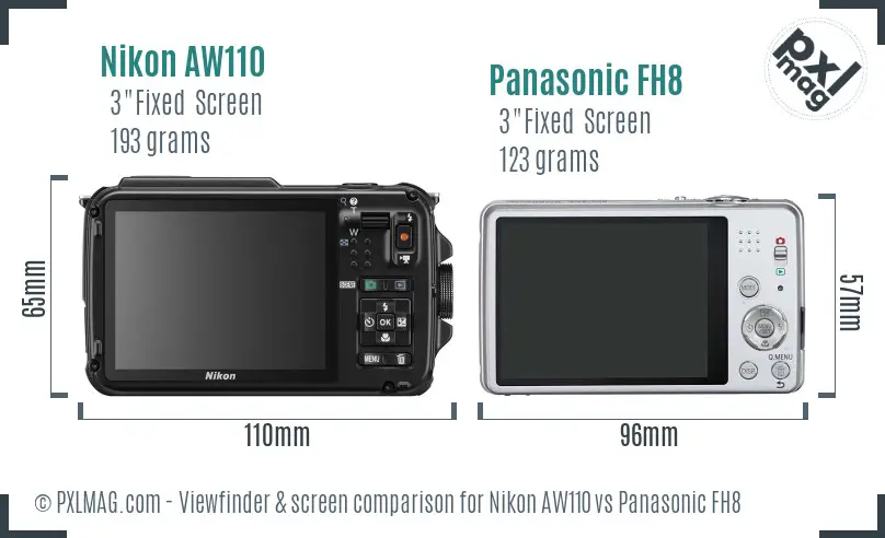Nikon AW110 vs Panasonic FH8 Screen and Viewfinder comparison