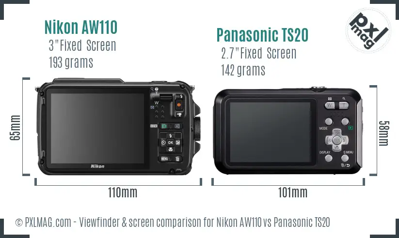 Nikon AW110 vs Panasonic TS20 Screen and Viewfinder comparison Nikon AW110 vs Panasonic TS20 Screen and Viewfinder comparison