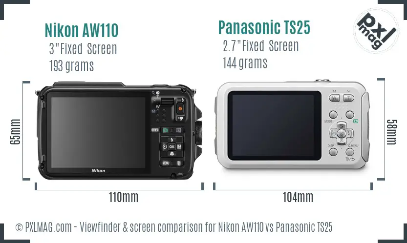 Nikon AW110 vs Panasonic TS25 Screen and Viewfinder comparison Nikon AW110 vs Panasonic TS25 Screen and Viewfinder comparison