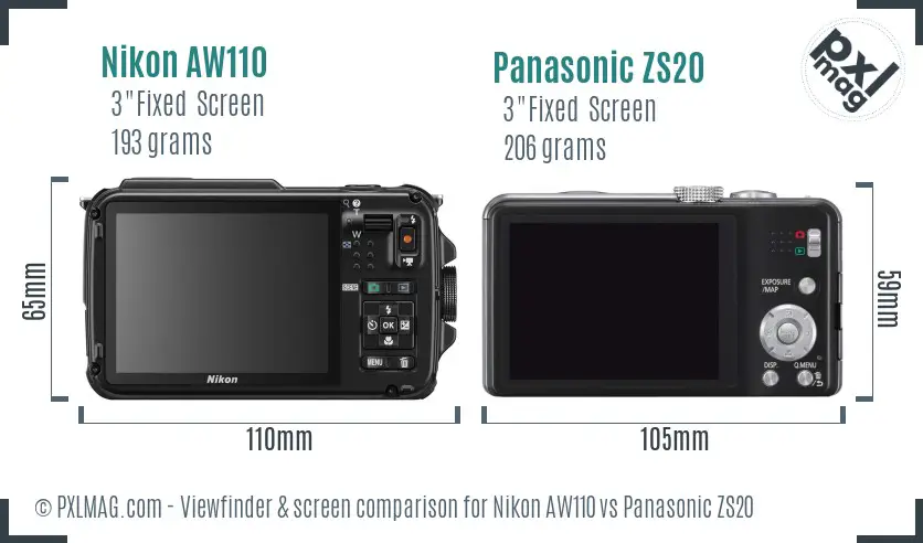 Nikon AW110 vs Panasonic ZS20 Screen and Viewfinder comparison Nikon AW110 vs Panasonic ZS20 Screen and Viewfinder comparison