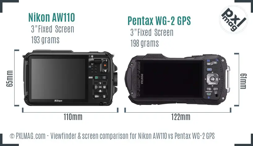 Nikon AW110 vs Pentax WG-2 GPS Screen and Viewfinder comparison Nikon AW110 vs Pentax WG-2 GPS Screen and Viewfinder comparison
