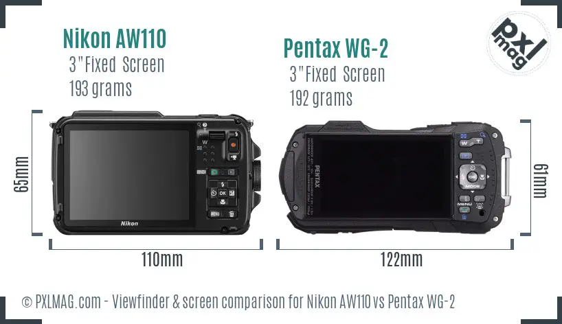 Nikon AW110 vs Pentax WG-2 Screen and Viewfinder comparison
