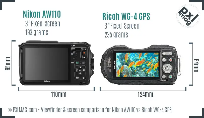 Nikon AW110 vs Ricoh WG-4 GPS Screen and Viewfinder comparison Nikon AW110 vs Ricoh WG-4 GPS Screen and Viewfinder comparison