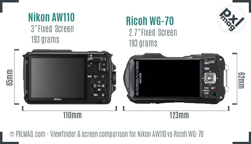 Nikon AW110 vs Ricoh WG-70 Screen and Viewfinder comparison Nikon AW110 vs Ricoh WG-70 Screen and Viewfinder comparison