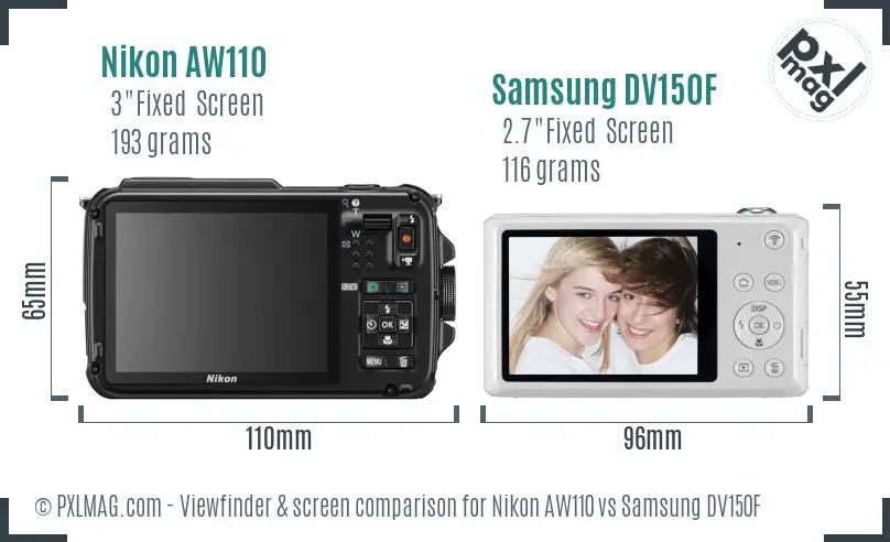 Nikon AW110 vs Samsung DV150F Screen and Viewfinder comparison