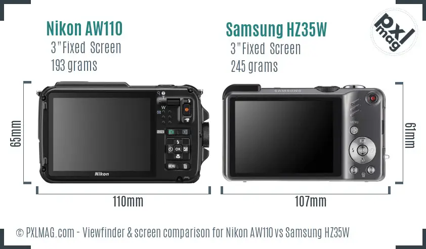 Nikon AW110 vs Samsung HZ35W Screen and Viewfinder comparison Nikon AW110 vs Samsung HZ35W Screen and Viewfinder comparison