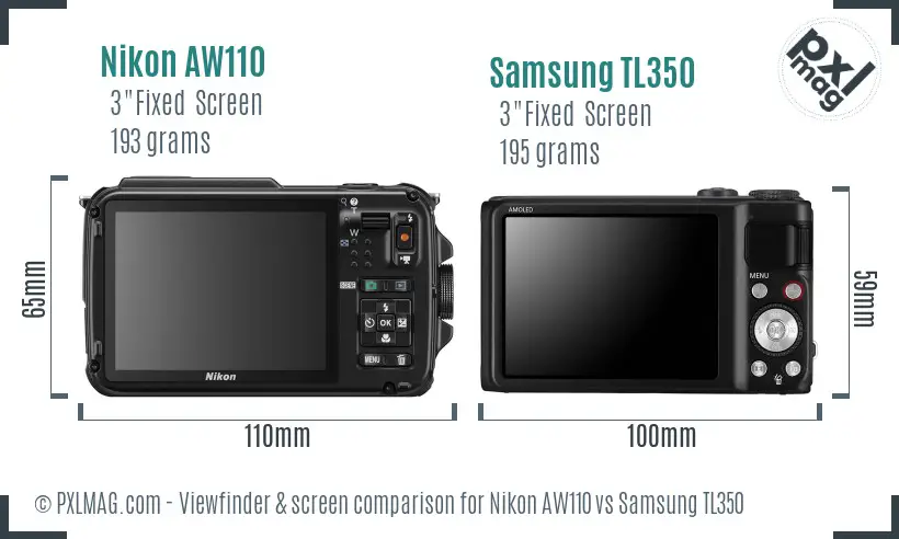 Nikon AW110 vs Samsung TL350 Screen and Viewfinder comparison Nikon AW110 vs Samsung TL350 Screen and Viewfinder comparison