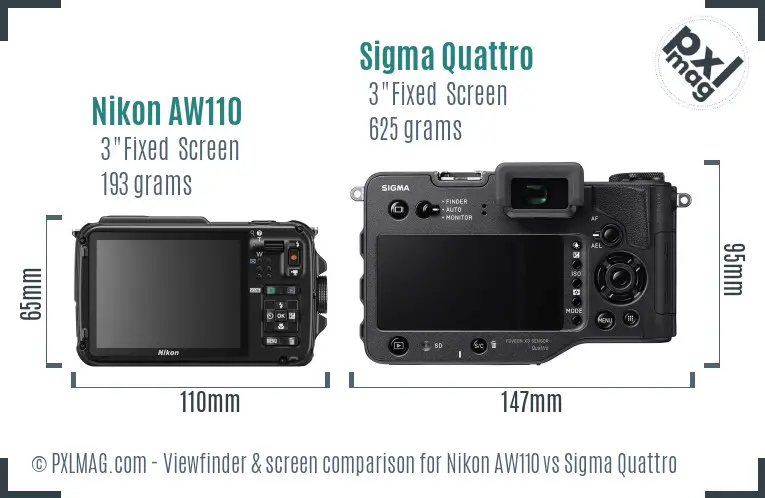 Nikon AW110 vs Sigma Quattro Screen and Viewfinder comparison