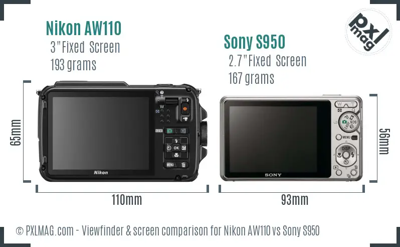Nikon AW110 vs Sony S950 Screen and Viewfinder comparison Nikon AW110 vs Sony S950 Screen and Viewfinder comparison