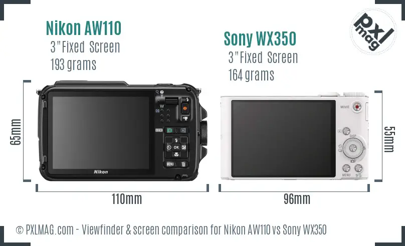 Nikon AW110 vs Sony WX350 Screen and Viewfinder comparison