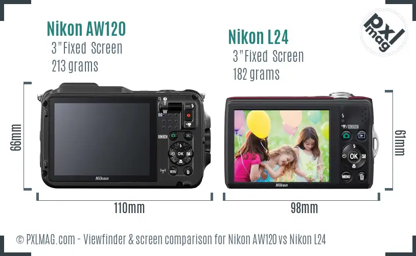 Nikon AW120 vs Nikon L24 Screen and Viewfinder comparison Nikon AW120 vs Nikon L24 Screen and Viewfinder comparison