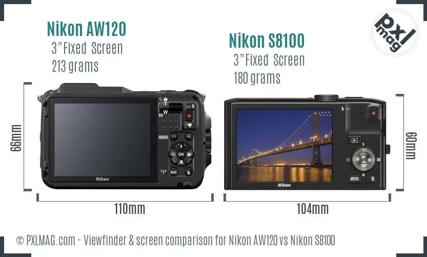 Nikon AW120 vs Nikon S8100 Screen and Viewfinder comparison Nikon AW120 vs Nikon S8100 Screen and Viewfinder comparison