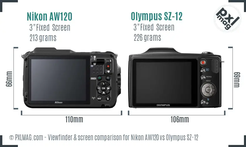 Nikon AW120 vs Olympus SZ-12 Screen and Viewfinder comparison Nikon AW120 vs Olympus SZ-12 Screen and Viewfinder comparison