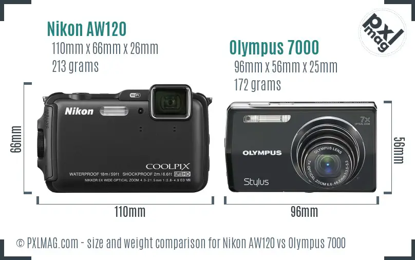 Size comparison (Nikon AW120 vs Olympus Stylus 7000)
