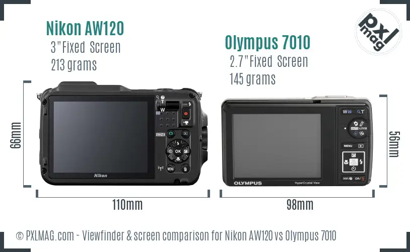 Nikon AW120 vs Olympus 7010 Screen and Viewfinder comparison