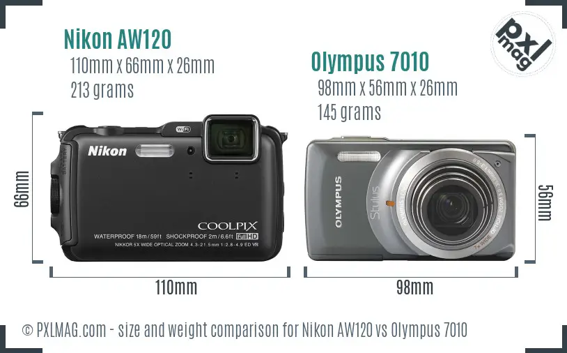Nikon AW120 vs Olympus 7010 size comparison