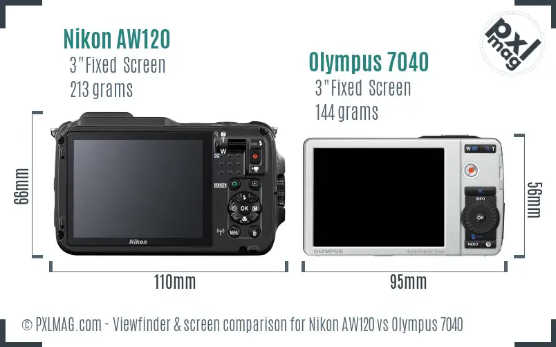 Nikon AW120 vs Olympus 7040 Screen and Viewfinder comparison