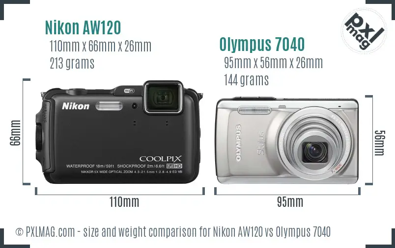 Nikon AW120 vs Olympus 7040 size comparison