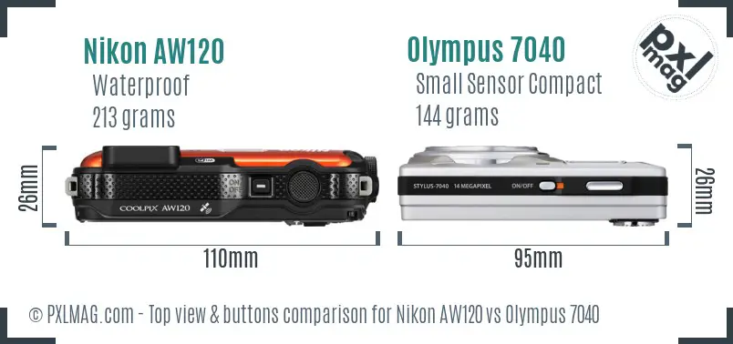 Nikon AW120 vs Olympus 7040 top view buttons comparison