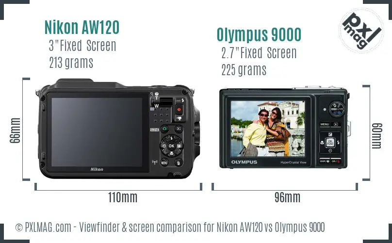 Nikon AW120 vs Olympus 9000 Screen and Viewfinder comparison Nikon AW120 vs Olympus 9000 Screen and Viewfinder comparison