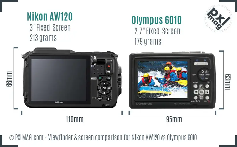 Nikon AW120 vs Olympus 6010 Screen and Viewfinder comparison